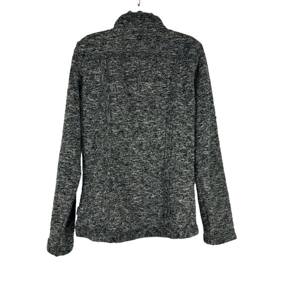 Prana Womens Full Zip Gray Black Sweater Jacket Size Large High Collar USA Made - Picture 8 of 8